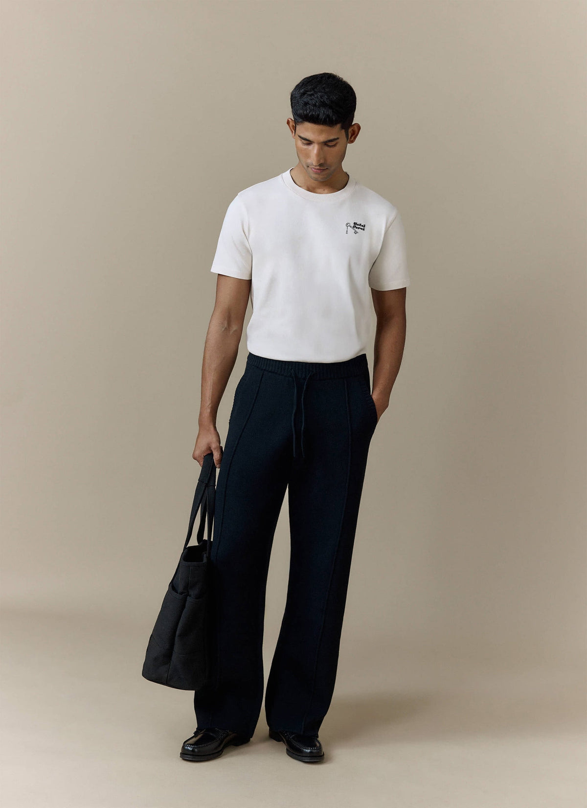 Chronicle Knitted Straight Leg Trackpants - Cotton - Black