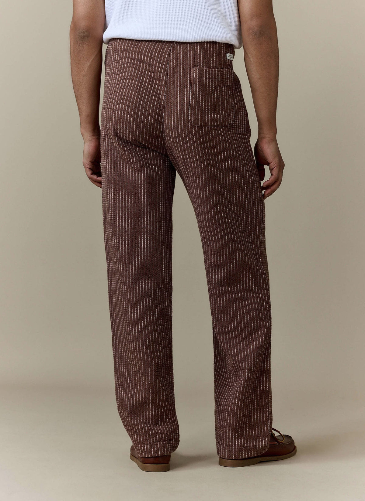 Men's Sorrento Wide Leg Trousers - Linen Cotton Blend - Brown