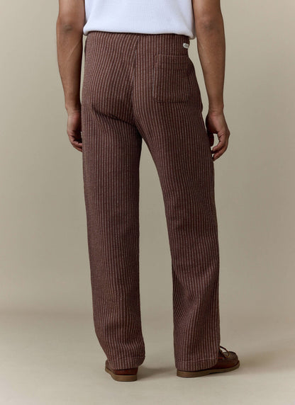 Men's Sorrento Wide Leg Trousers - Linen Cotton Blend - Brown
