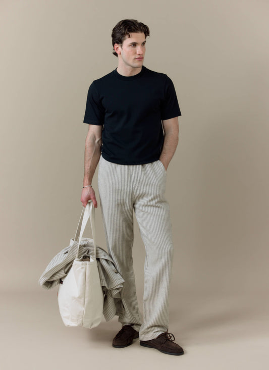 Men's Sorrento Wide Leg Trousers - Linen Blend - Ecru