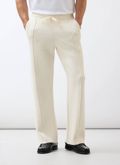 Chronicle Knitted Straight Leg Trackpants - Cotton - Cream