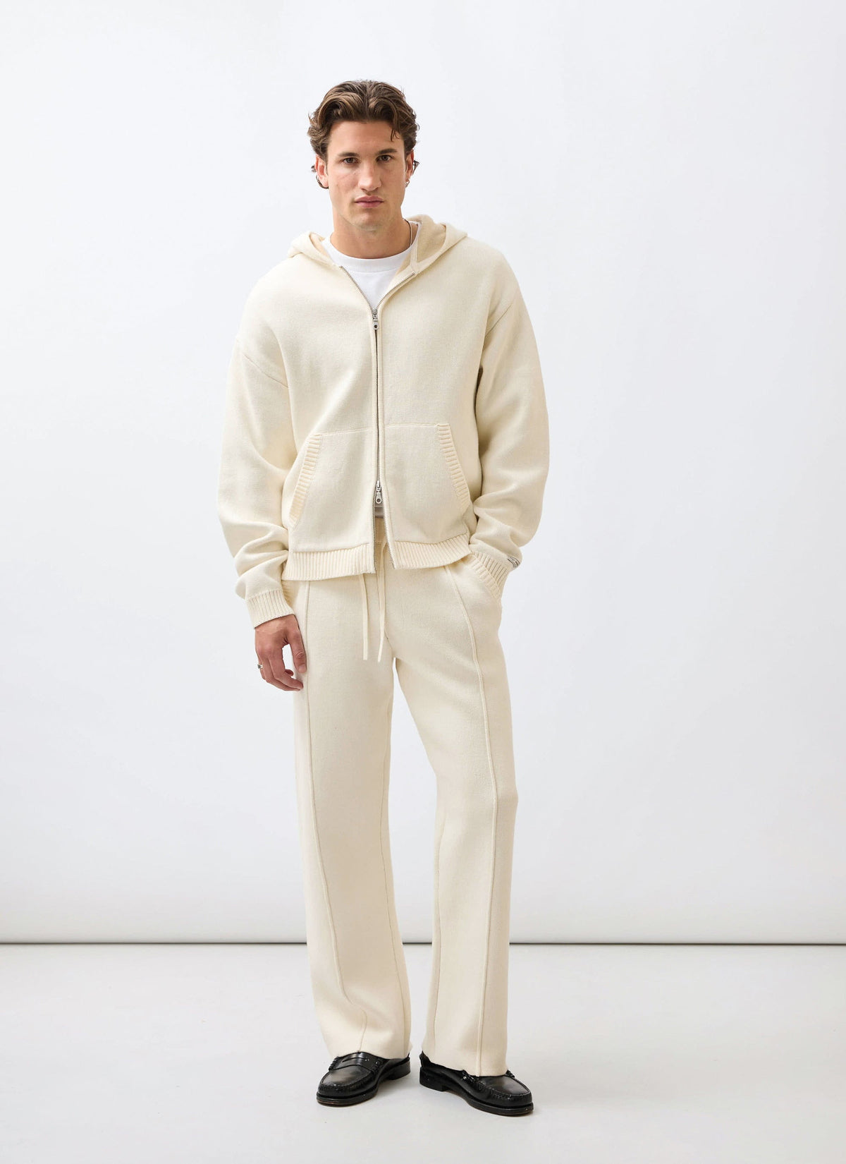 Chronicle Knitted Straight Leg Trackpants - Cotton - Cream