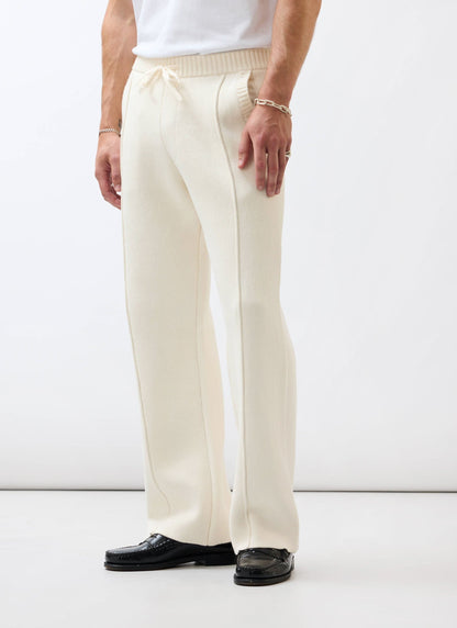 Chronicle Knitted Straight Leg Trackpants - Cotton - Cream