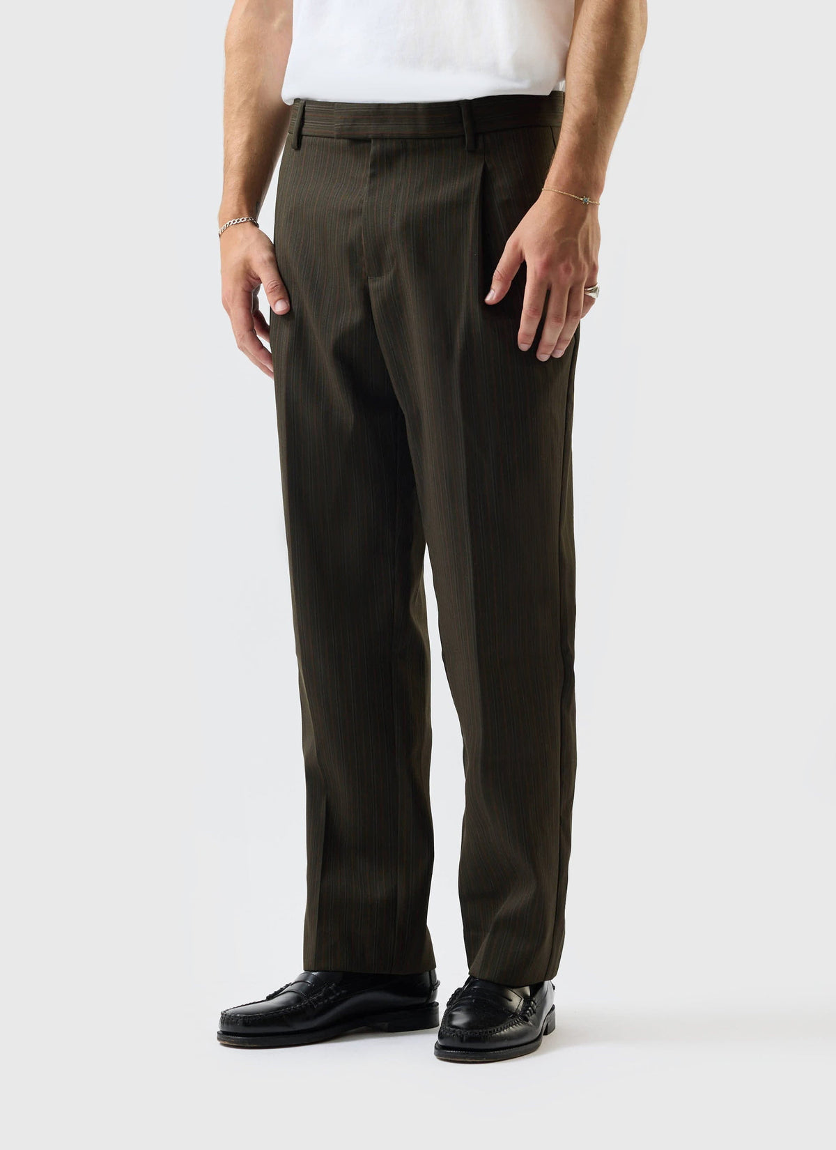 Men's Suit Trousers: Chapter - Pleated - Cotton - Forest Green
