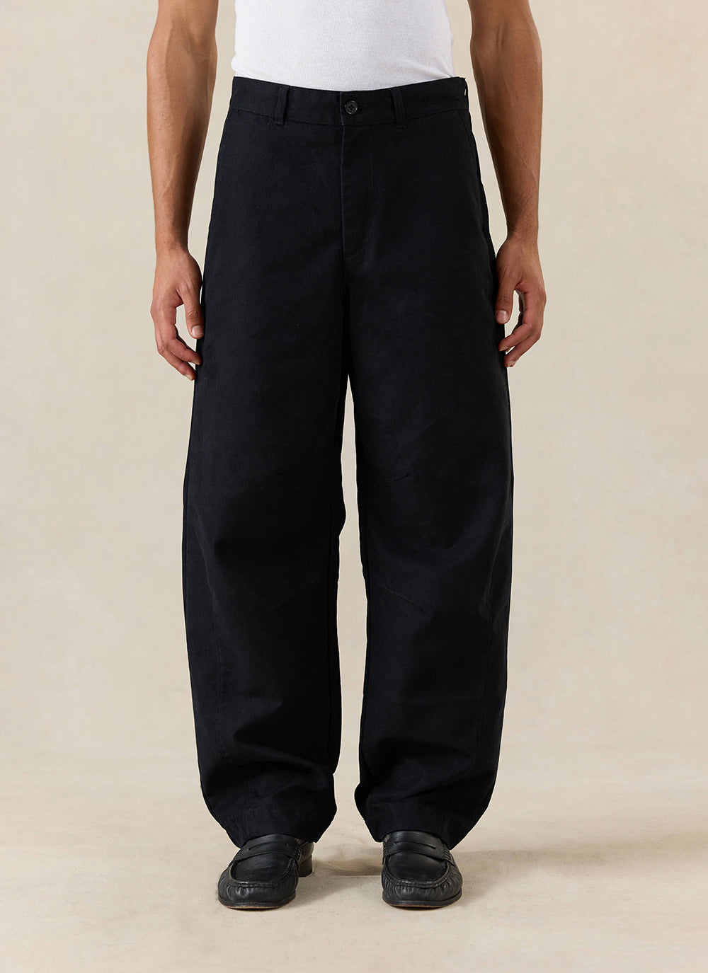 Men's Barrel Leg Trousers - Milo - Cotton - Black - Percival