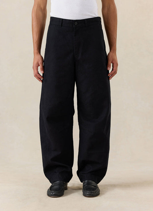 Men's Barrel Leg Trousers - Milo - Cotton - Black - Percival