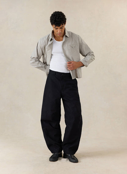 Men's Barrel Leg Trousers - Milo - Cotton - Black - Percival