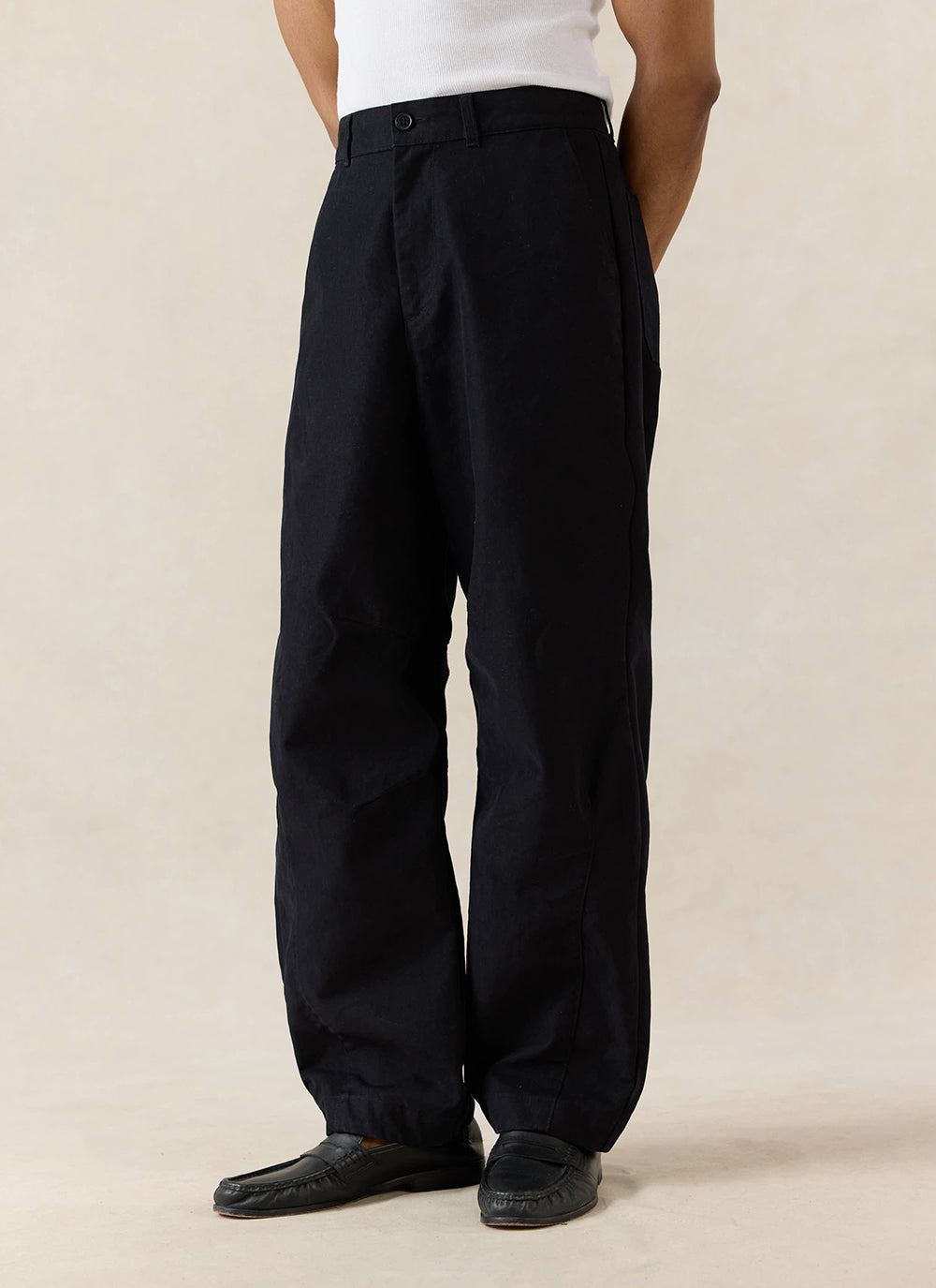 Men's Barrel Leg Trousers - Milo - Cotton - Black - Percival