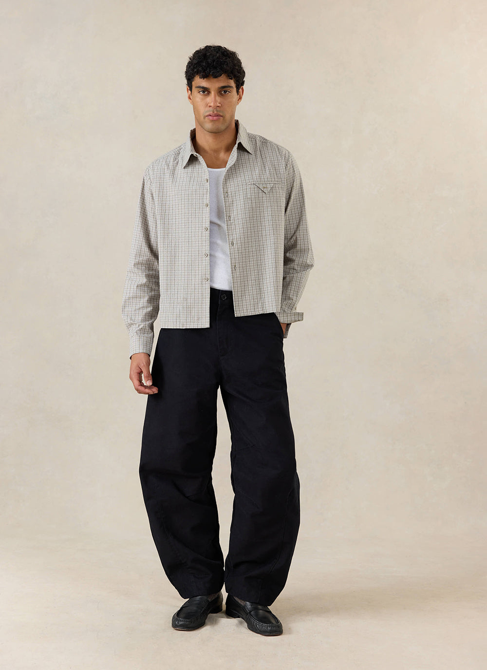 Men's Barrel Leg Trousers - Milo - Cotton - Black - Percival