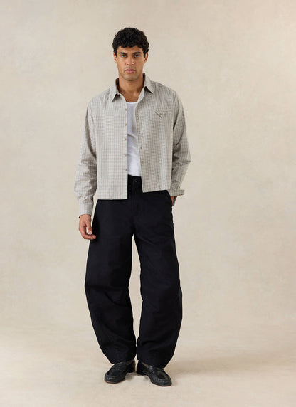 Men's Barrel Leg Trousers - Milo - Cotton - Black - Percival