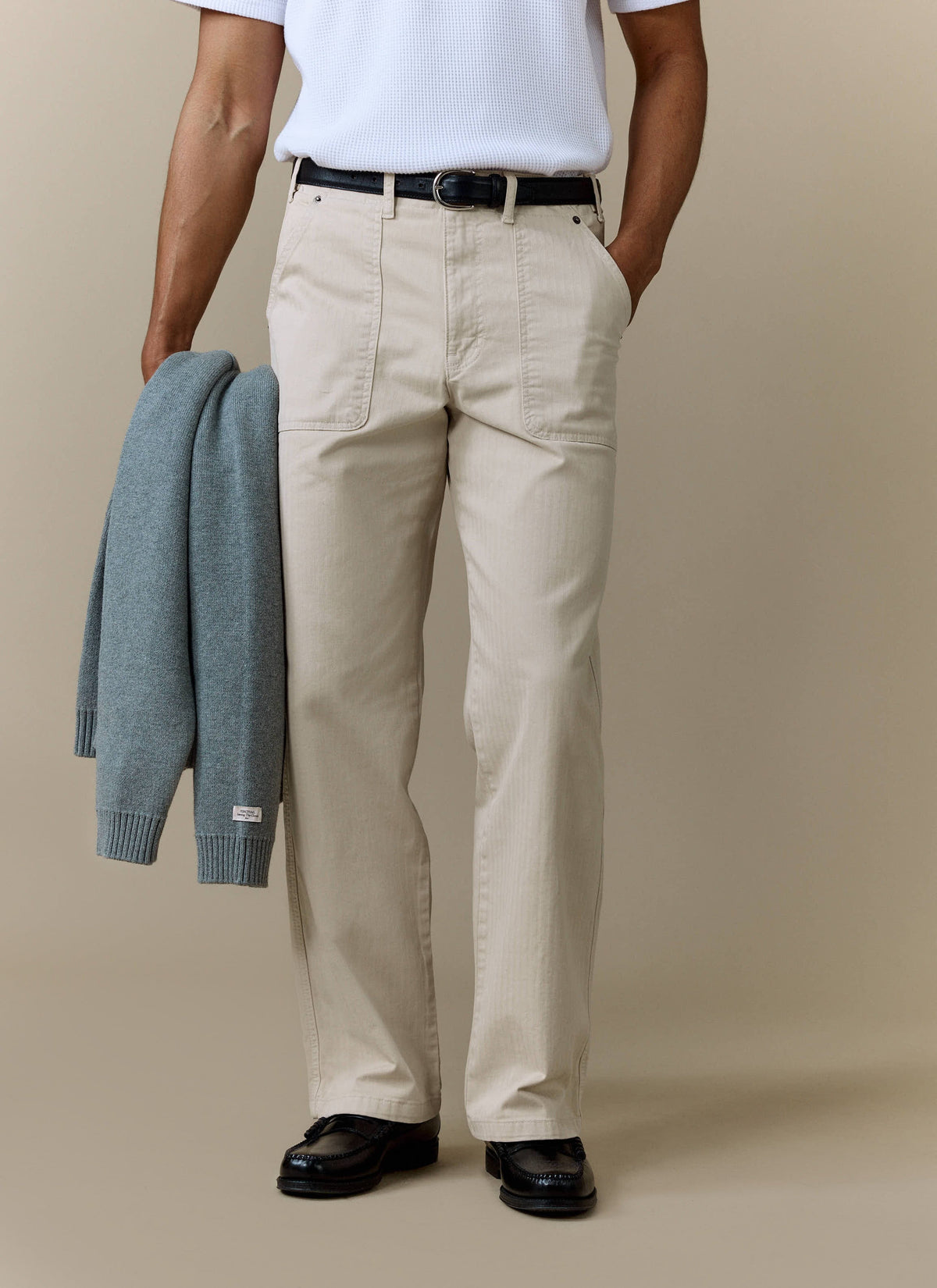 Men's Carpenter Trousers - Cotton - Cream