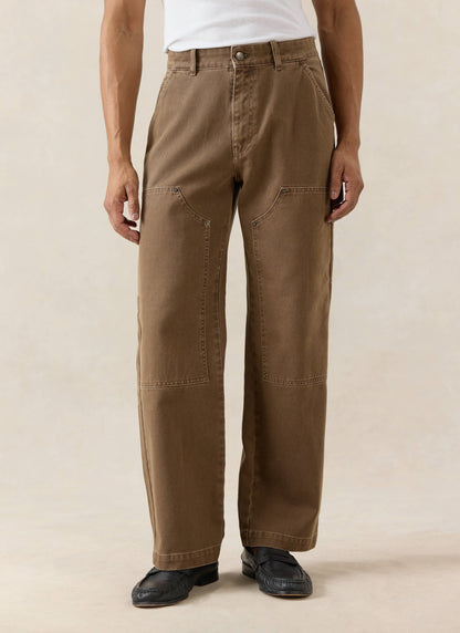 Men's Brown Carpenter Trousers - Straight Leg - Cotton - Percival
