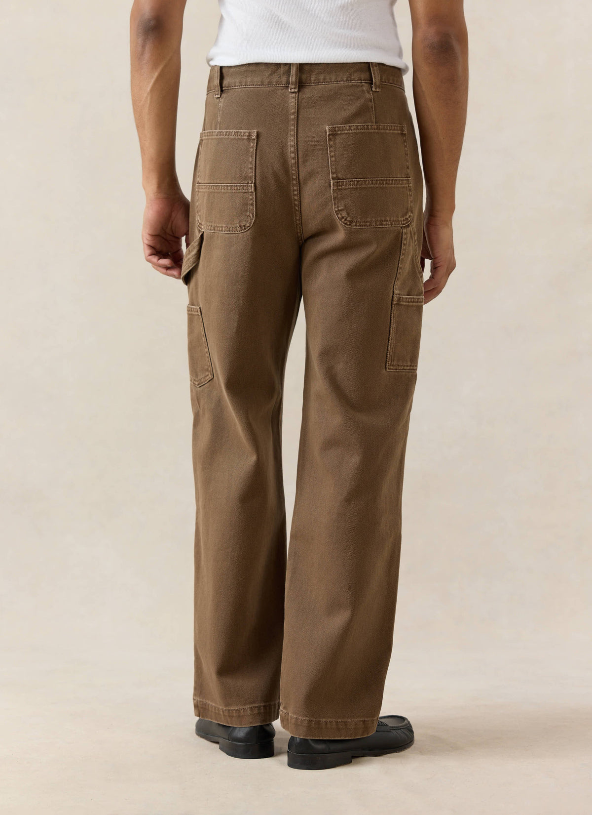 Men's Brown Carpenter Trousers - Straight Leg - Cotton - Percival