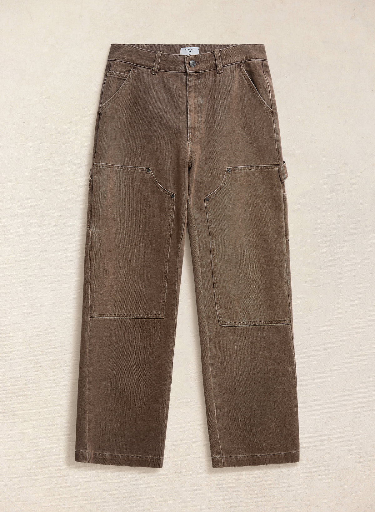 Men's Brown Carpenter Trousers - Straight Leg - Cotton - Percival