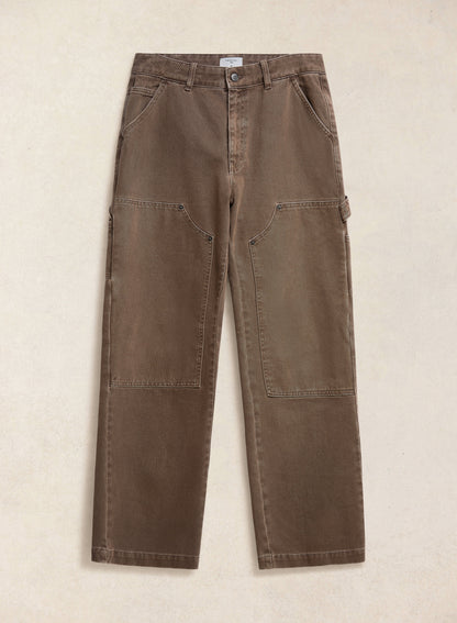 Men's Brown Carpenter Trousers - Straight Leg - Cotton - Percival