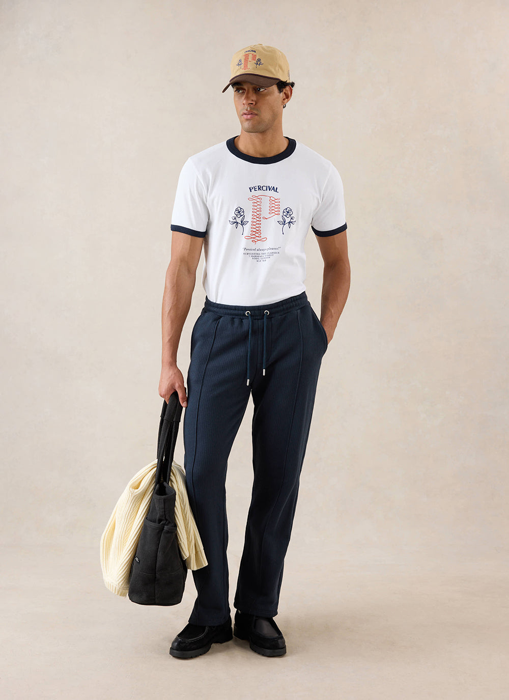 Conrad Straight Leg Trackpants - Navy Cotton - Percival