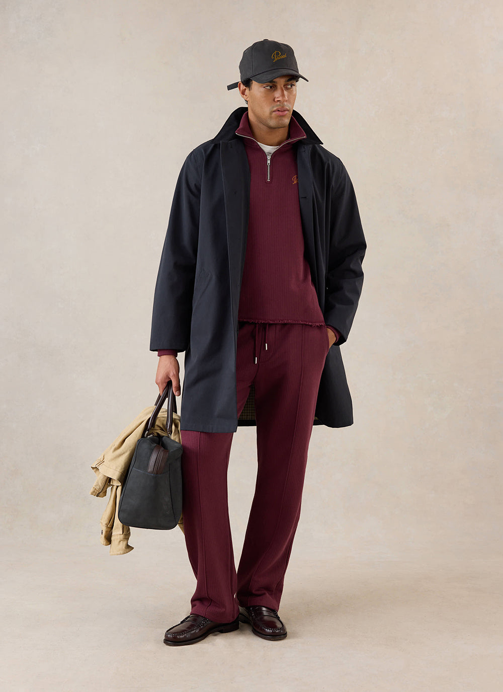 Men's Conrad Trackpants - Burgundy Cotton - Percival