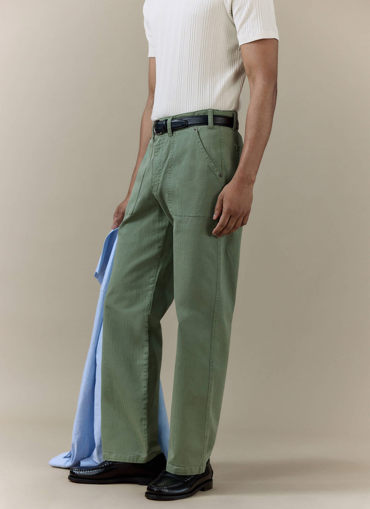 Men's Carpenter Trousers - Cotton - Sage Green