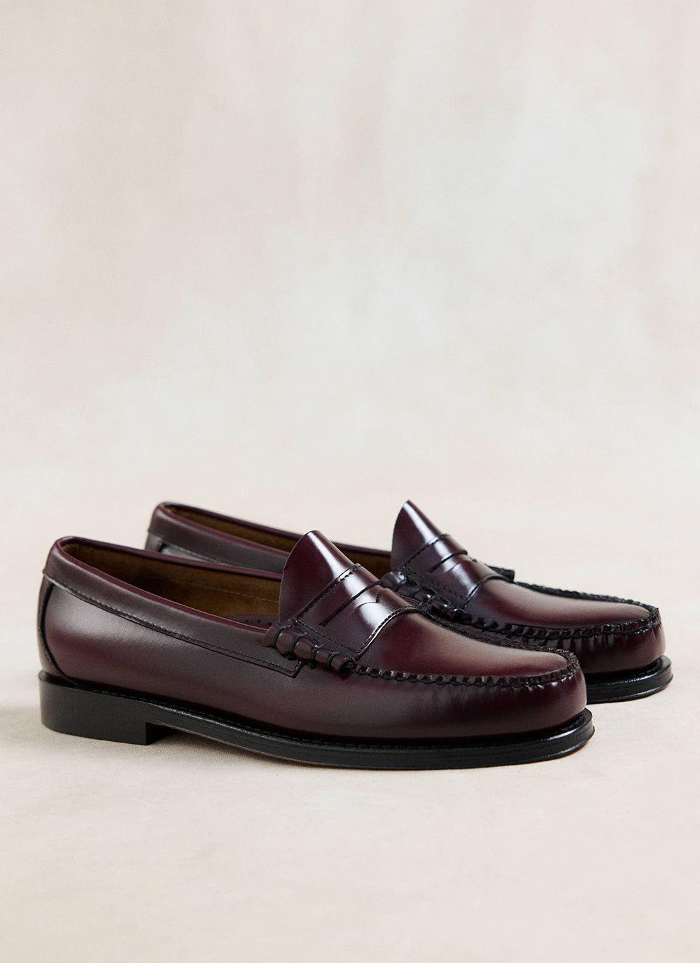 G.H.Bass Easy Weejun Larson Flag Penny Loafer - Wine Leather - Percival