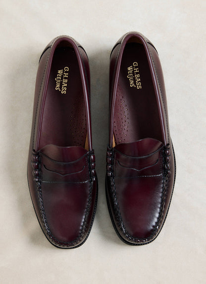 G.H.Bass Easy Weejun Larson Flag Penny Loafer - Wine Leather - Percival
