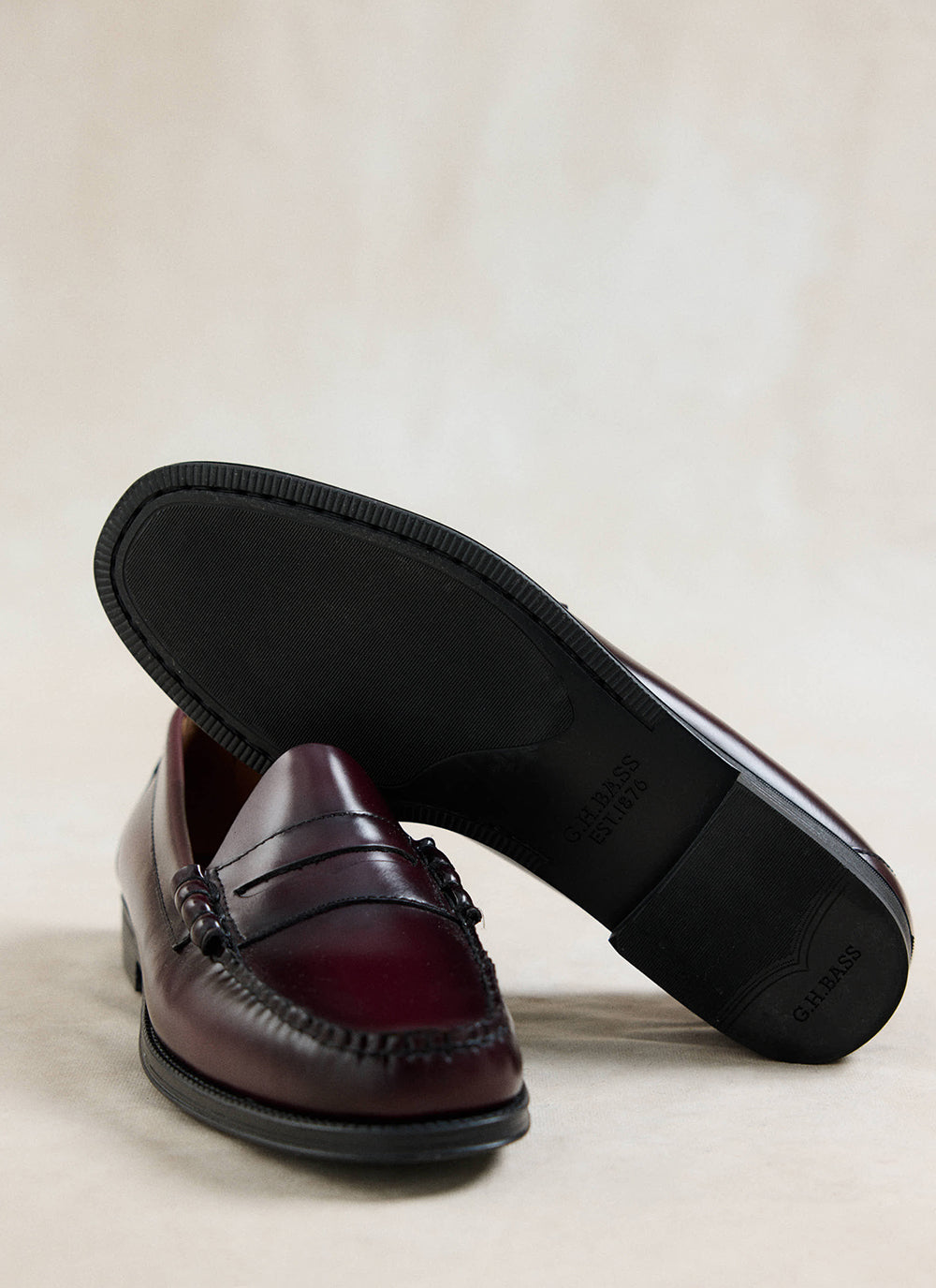 G.H.Bass Easy Weejun Larson Flag Penny Loafer - Wine Leather - Percival