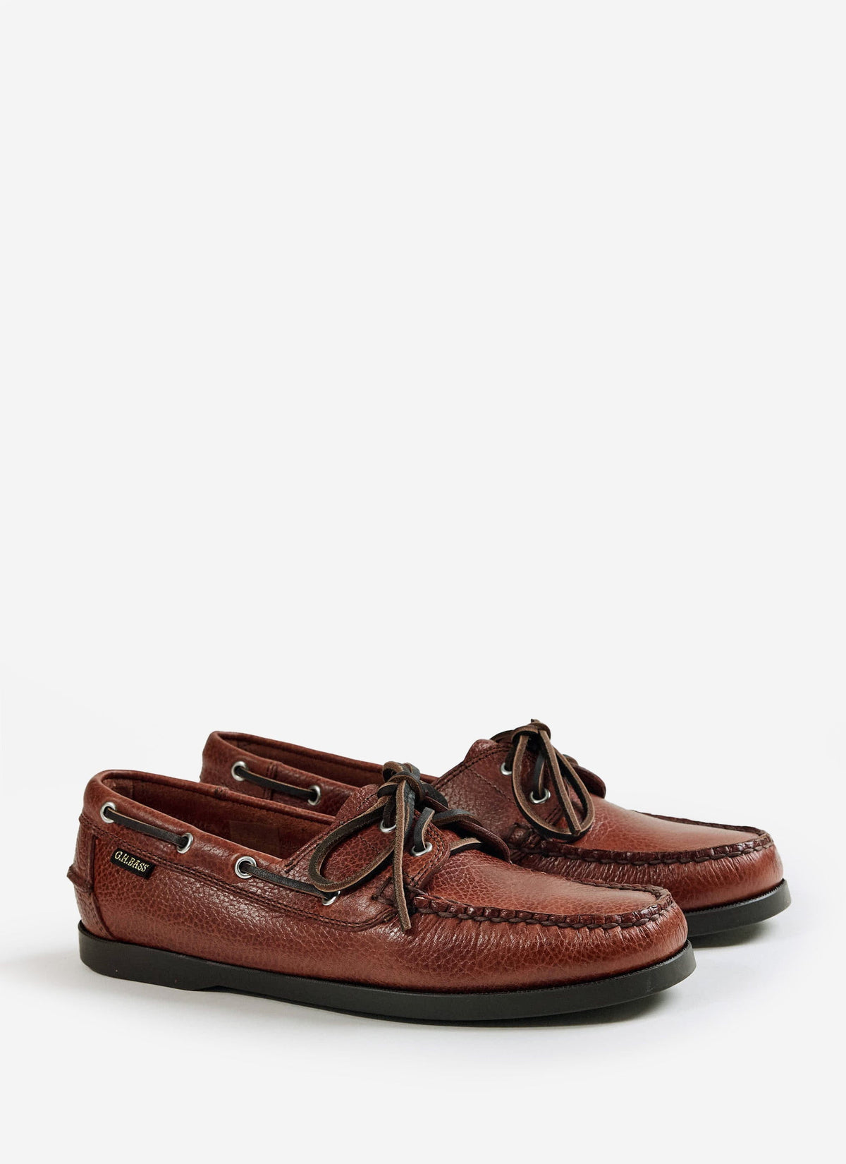 G.H.Bass - Jetty II Boater 2 Eye - Textured Tan Leather