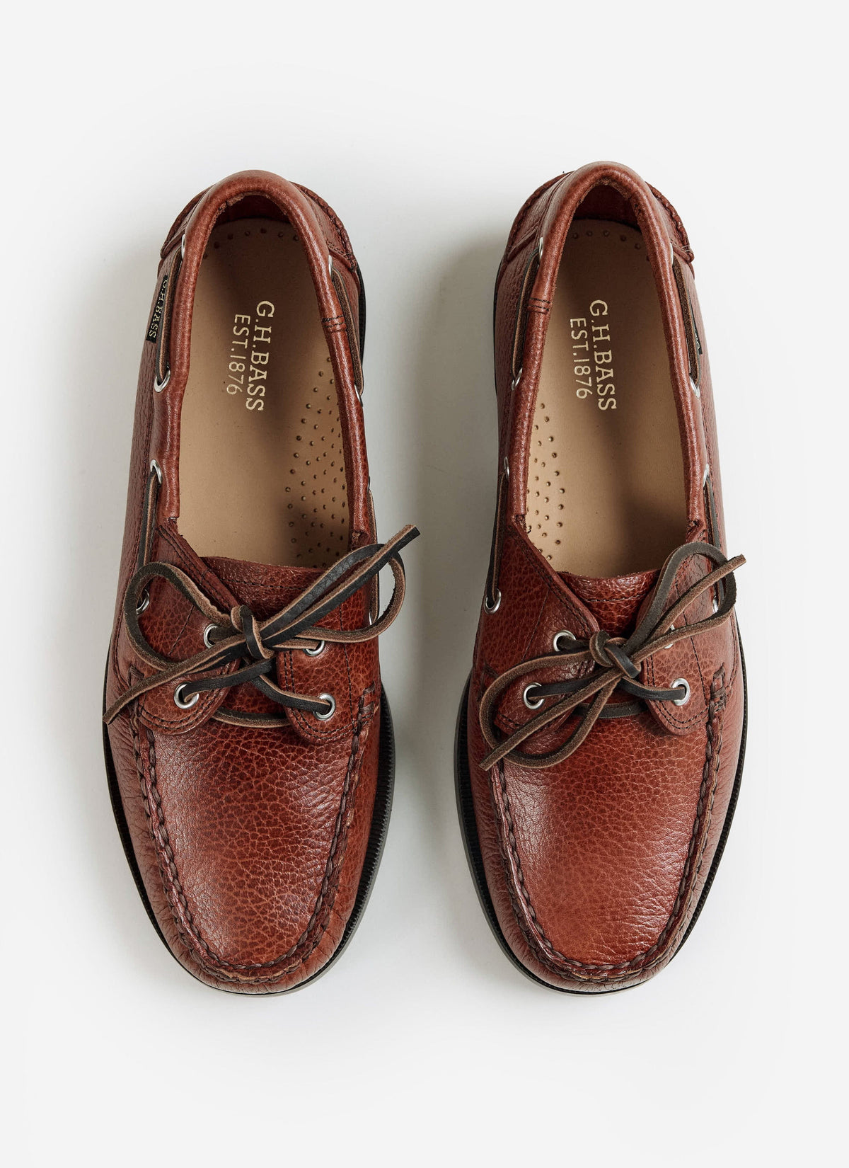 G.H.Bass - Jetty II Boater 2 Eye - Textured Tan Leather