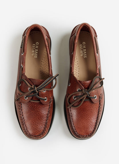 G.H.Bass - Jetty II Boater 2 Eye - Textured Tan Leather