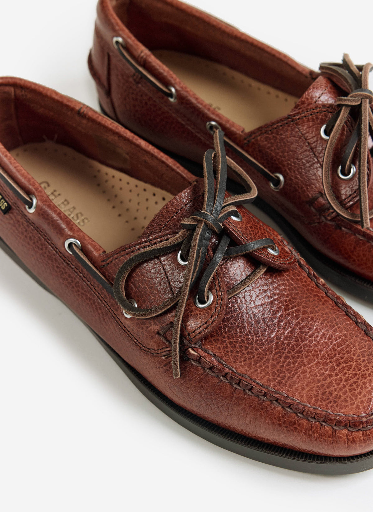 G.H.Bass - Jetty II Boater 2 Eye - Textured Tan Leather