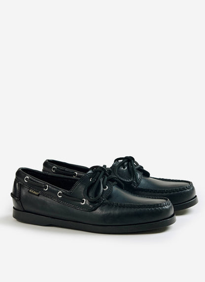 Men's Boat Shoes - G.H.Bass Jetty II Boater 2 Eye - Black Leather