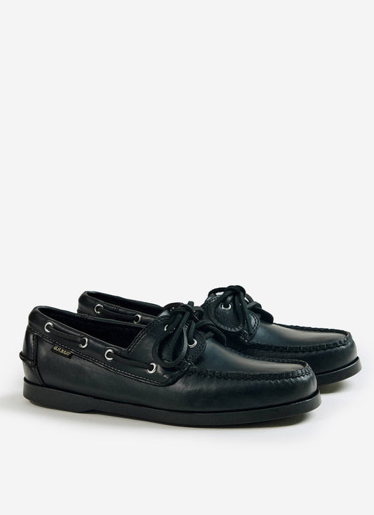 Men's Boat Shoes - G.H.Bass Jetty II Boater 2 Eye - Black Leather