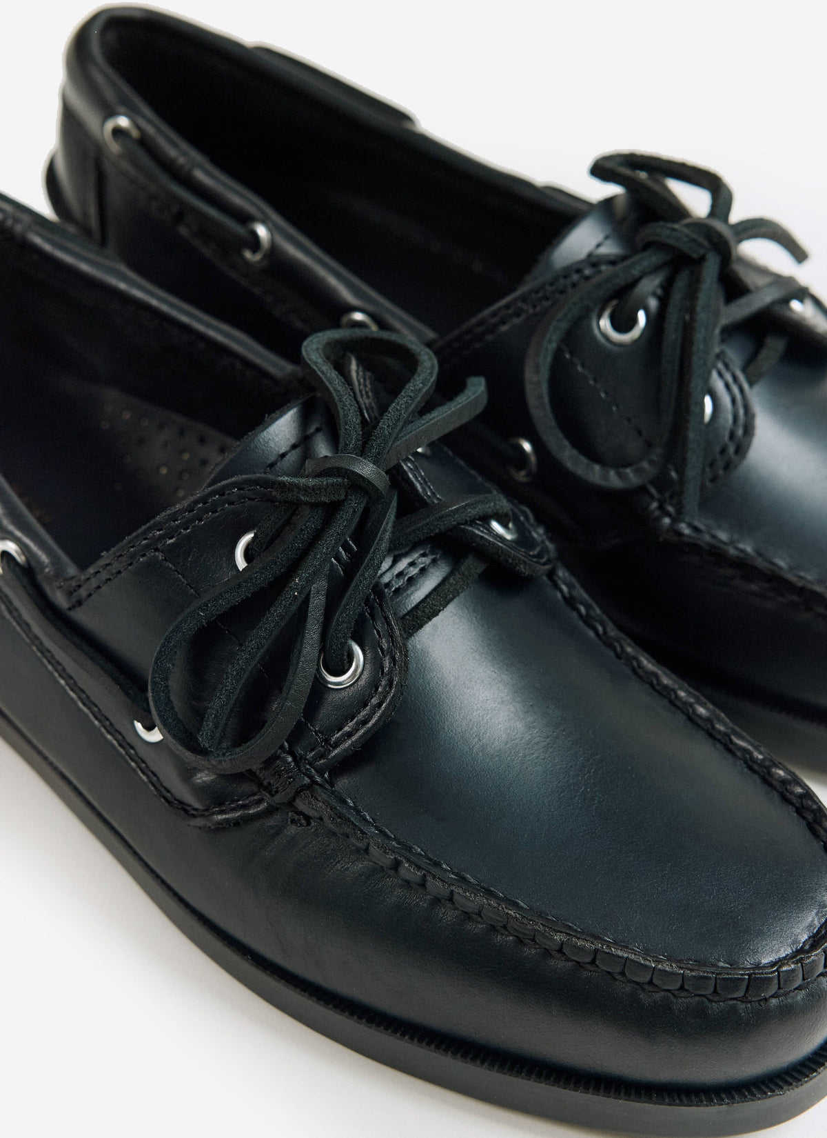 Men's Boat Shoes - G.H.Bass Jetty II Boater 2 Eye - Black Leather