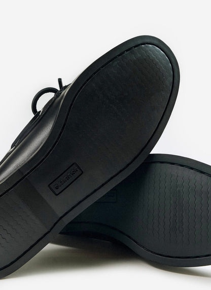 Men's Boat Shoes - G.H.Bass Jetty II Boater 2 Eye - Black Leather