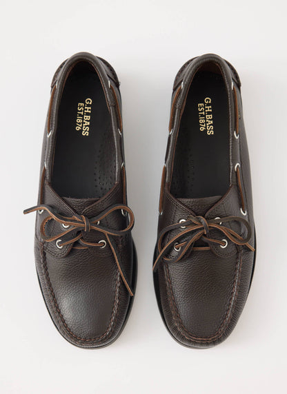 G.H.Bass - Jetty II Boater 2 Eye - Textured Dark Brown