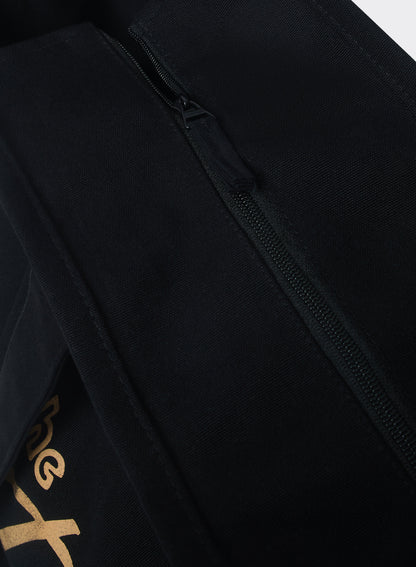 Kingsley Large Shopper Tote Bag - Black Cotton Zip Tote