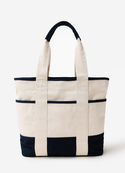 Tote Bag - Cotton Canvas - Cream Navy