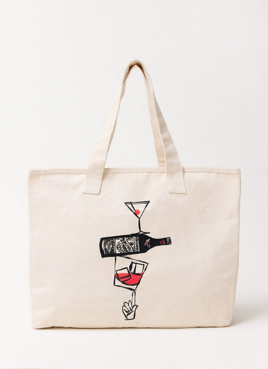 Perci and Rossi Martini Tote Bag - Cotton - Cream