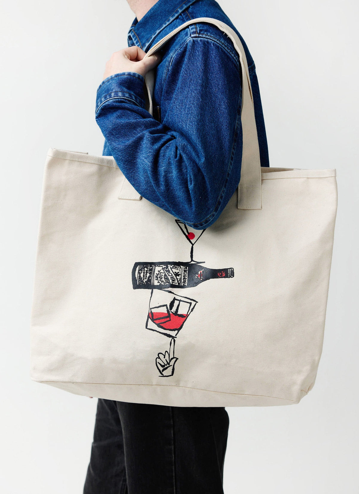 Perci and Rossi Martini Tote Bag - Cotton - Cream