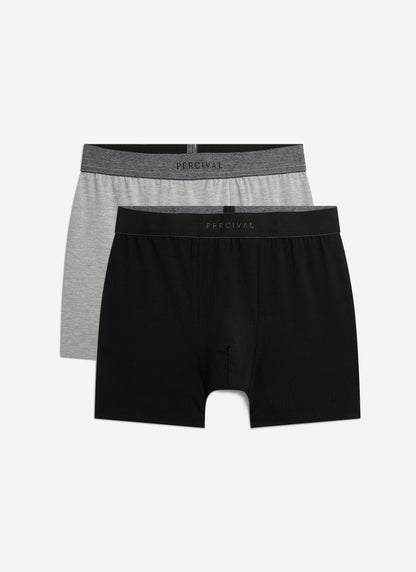 Men's Boxer Briefs: 2 Pack - Cotton - Grey/Black