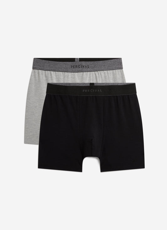 Men's Boxer Briefs: 2 Pack - Cotton - Grey/Black