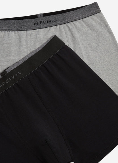 Men's Boxer Briefs: 2 Pack - Cotton - Grey/Black
