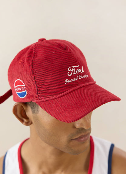 Men's Corduroy Trucker Cap - Cotton - Red - Ford x Percival