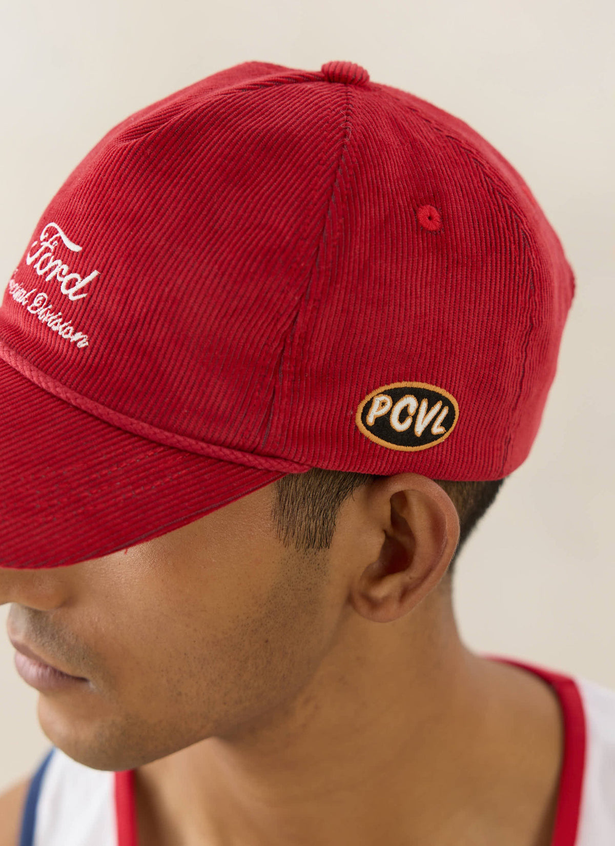Men's Corduroy Trucker Cap - Cotton - Red - Ford x Percival