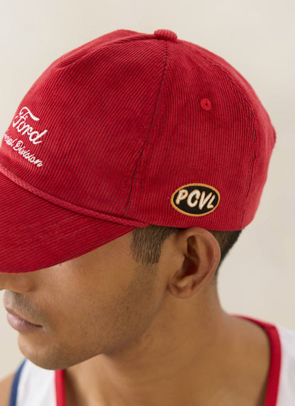 Men's Corduroy Trucker Cap - Cotton - Red - Ford x Percival