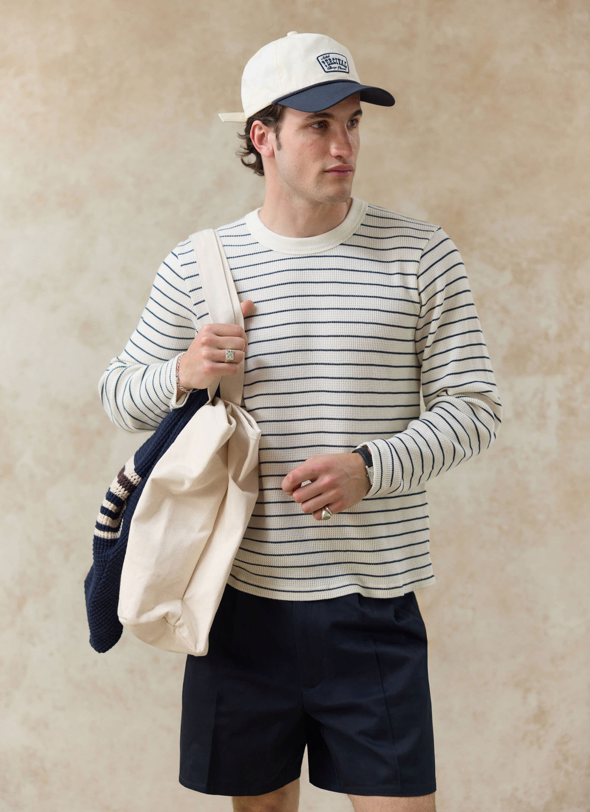 Men's Trucker Cap - Donovan - Rope Trim - Cotton - Cream