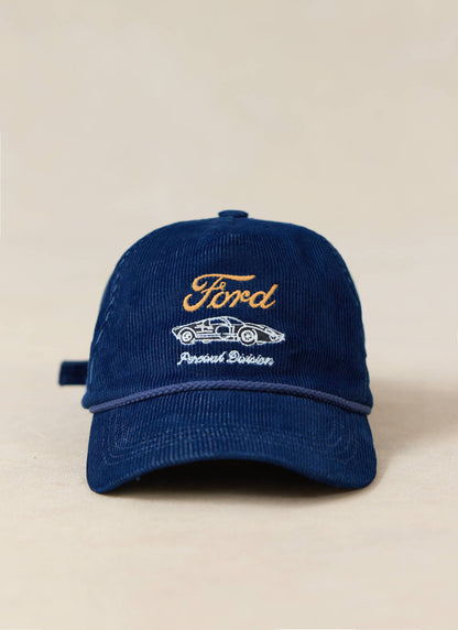 Men's Corduroy Trucker Cap - Cotton - Navy Blue - Ford x Percival