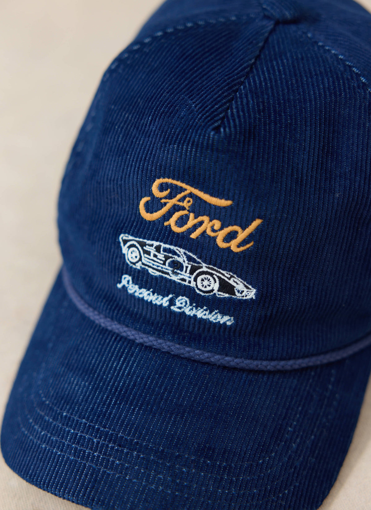 Men's Corduroy Trucker Cap - Cotton - Navy Blue - Ford x Percival