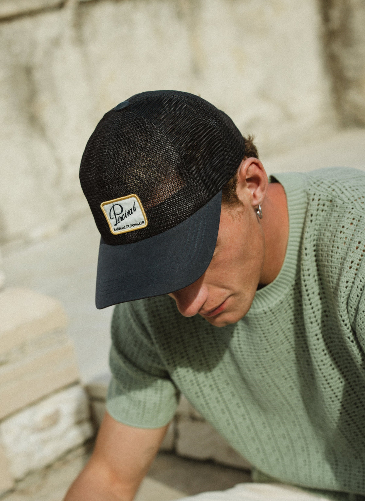 Men's Mesh Trucker Cap - Damien - Navy Blue