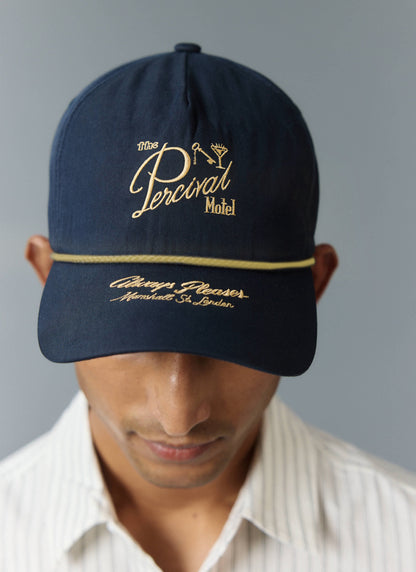 Kingsley Embroidered Soft Trucker Cap - Cotton - Navy Blue