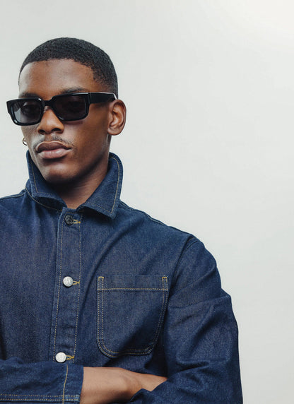 P002-E2 Black Sunglasses - Black Polarized Lenses